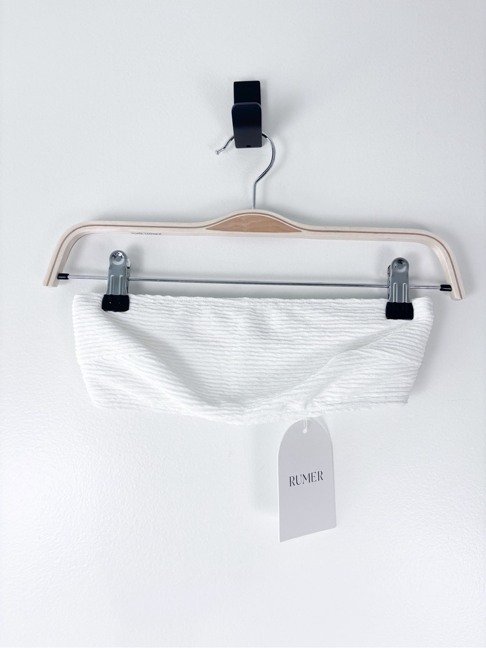 Rumer Revolve White Cassidy Ribbed Bandeau Crop Bikini Swim Top Size Small NWT